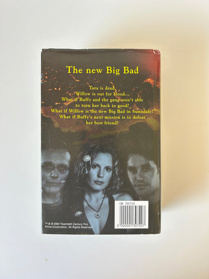 Book cover with a dark background and text, featuring a woman's face.